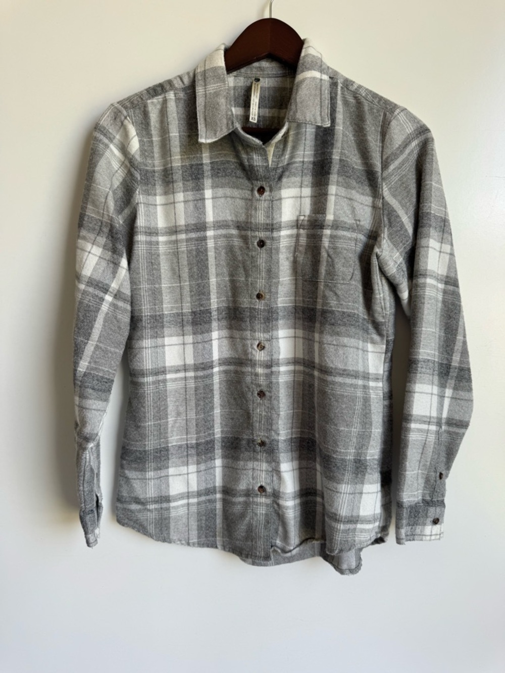 Kuhl KAMILA FLANNEL Women XS‎ gray cream plaid button down cotton gorpcore